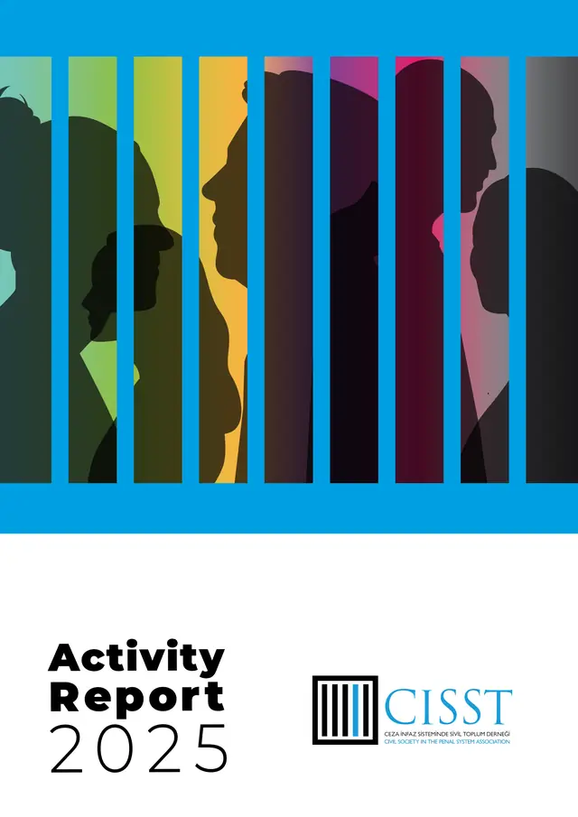 Cover of the CISST Activity Report 2025. In the upper half, profile silhouettes of people in different colours appear behind blue vertical prison bars. Below, on a white background, the words "Activity Report 2025" in black and the CISST logo.
